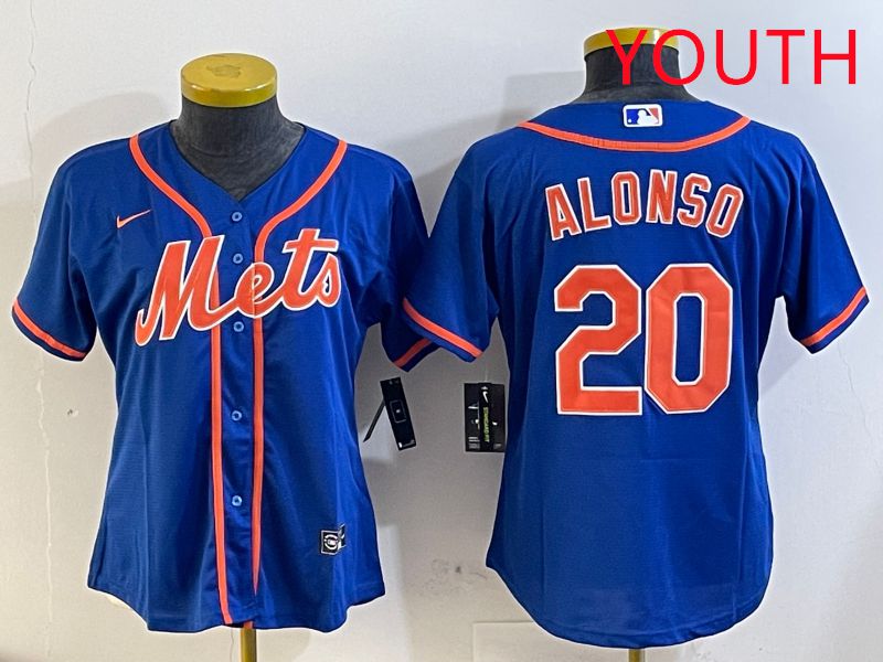 Youth New York Mets #20 Alonso Blue Game Nike 2025 MLB Jersey style 2